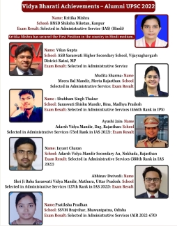 Vidya Bharati Alumni - UPSC Exam Result 2022