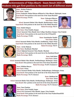 Achievements of Vidya Bharati - Exam Result 2022-23